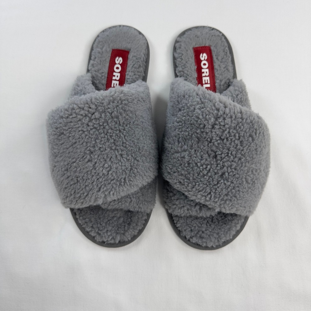Sorel Go-Mail‎ Run Slippers Womens Size 9 Quarry Gray Slip On Sea Salt Shoes